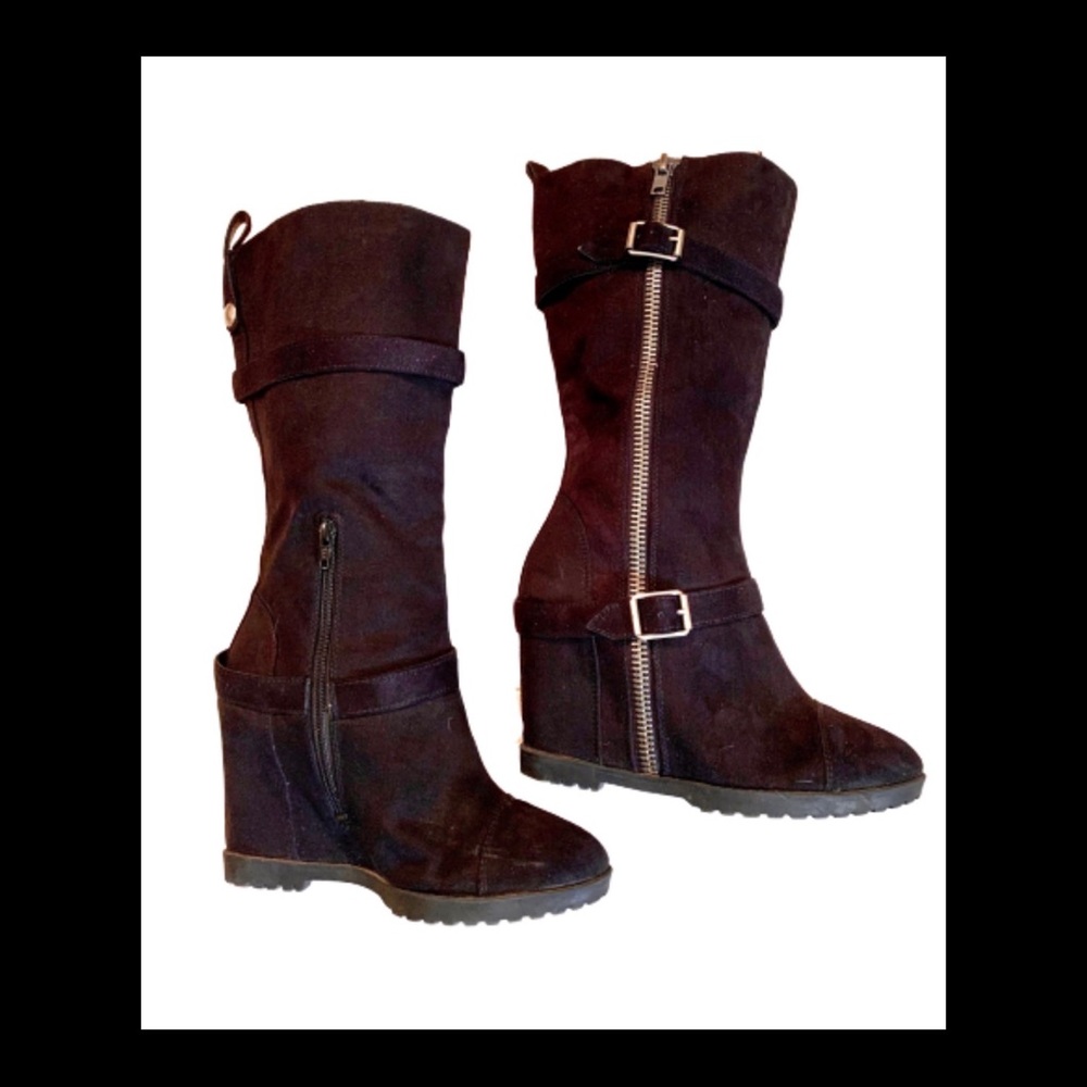 Apostrophe Tall Faux Suede Wedge Boots